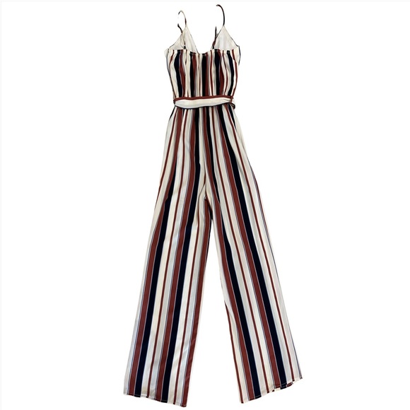 Red White and Blue Striped Jumpsuit - Picture 2 of 5